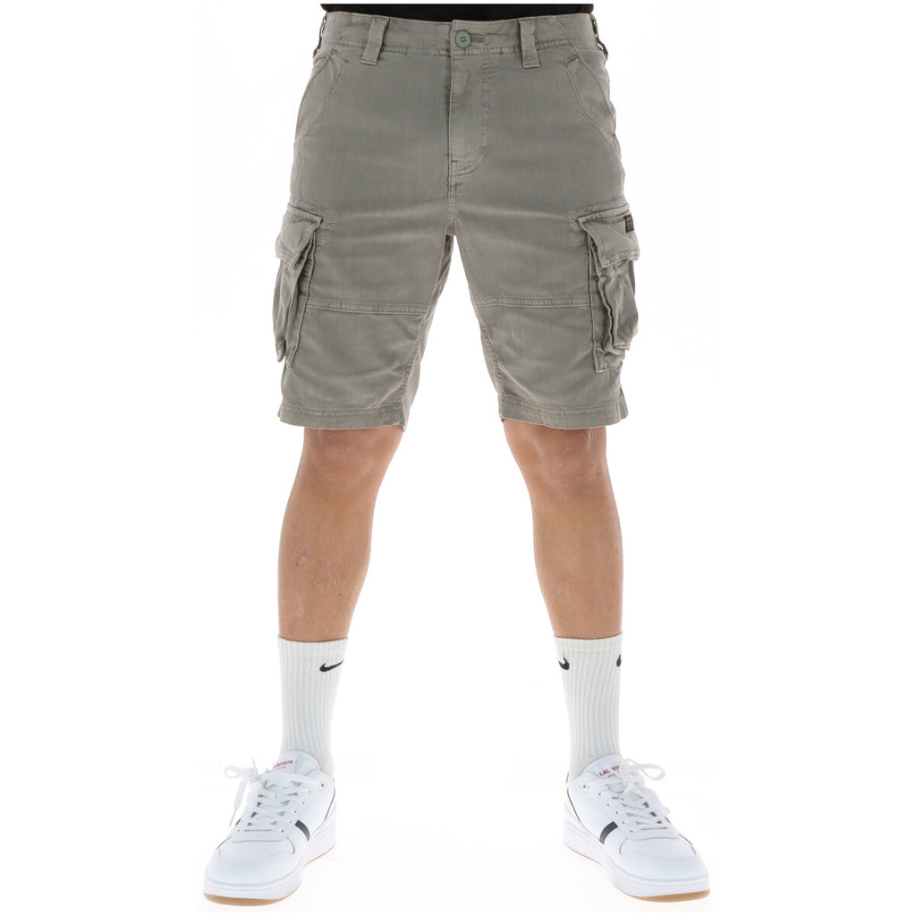 Superdry Men's Cotton Shorts Grey – front view, zip and button fastening, front-back-side pockets