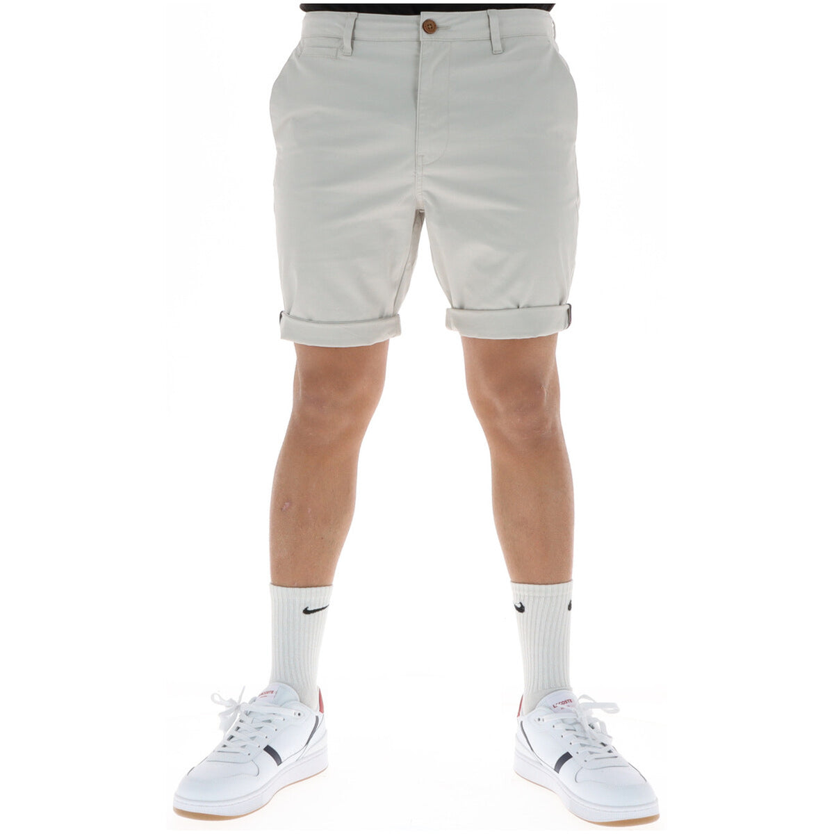 Superdry Men's Cotton Shorts Grey – front view, zip and button fastening, front and back pockets