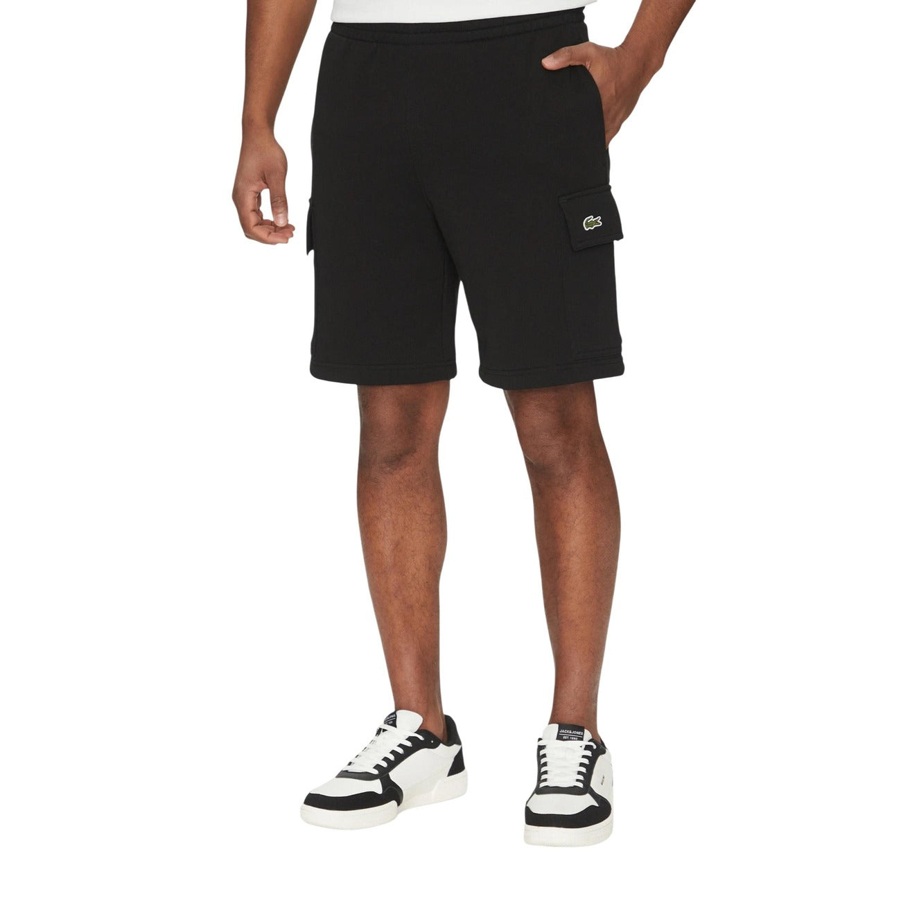 Lacoste Men 100% Cotton Shorts Black – front view, side pockets