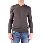 Armani Jeans Men Knitwear Viscose Green – front view, v-neck, long sleeves
