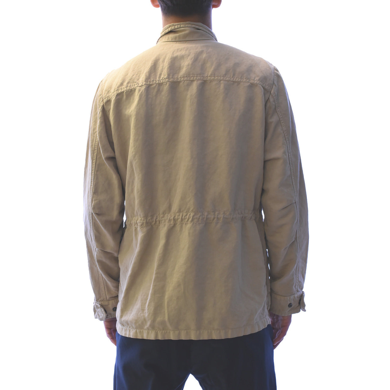 Back view of the beige Fay men's blazer highlighting the button closure and multiple pockets.