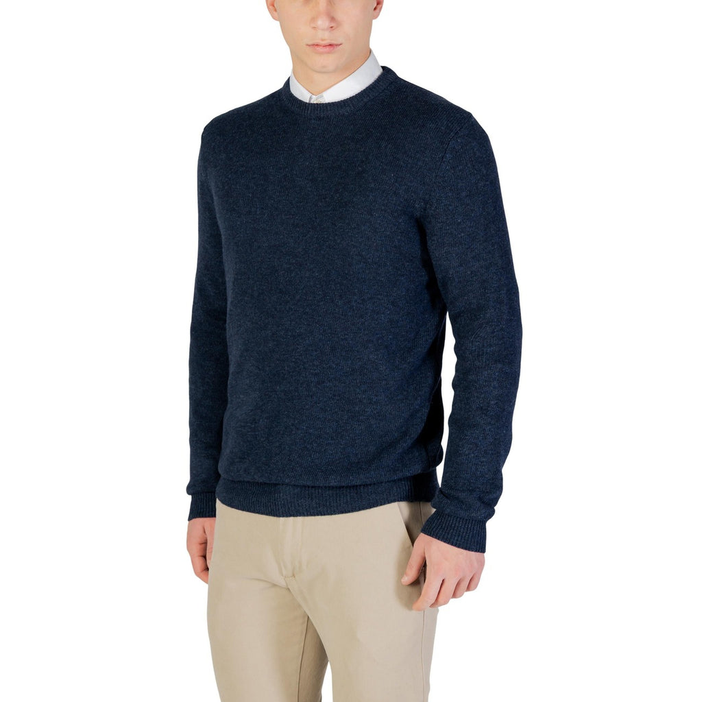 Yos Men Knitwear Cashmere Wool Viscose Blue – side view detail