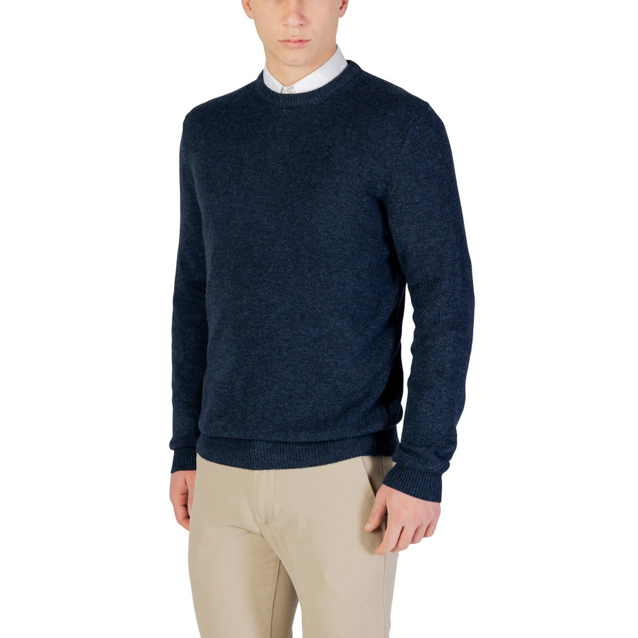 Yos Men Knitwear Cashmere Wool Viscose Blue – side view detail