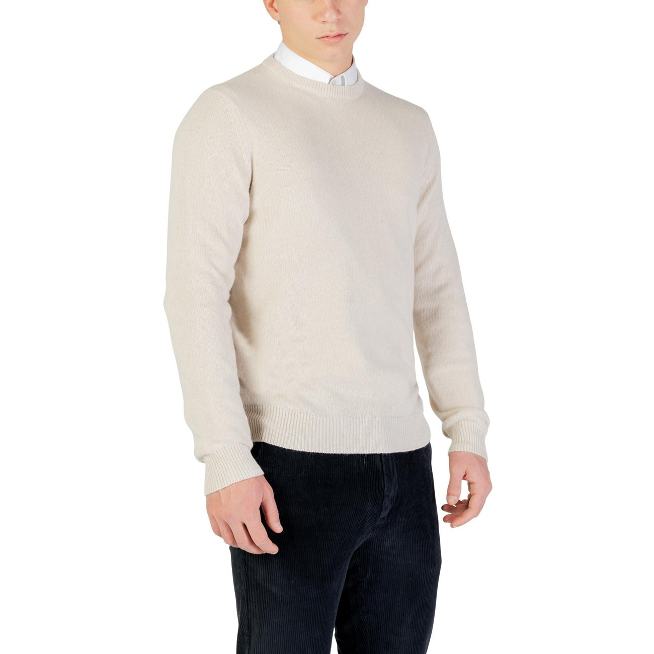 Yos Men Knitwear Cashmere Wool Viscose Beige – back view