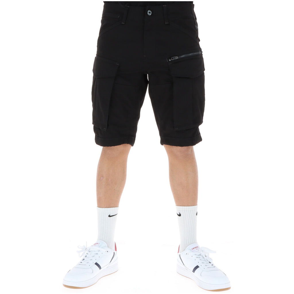 G-Star Men's Cotton Shorts Black – front view, zip and button fastening, front and back pockets