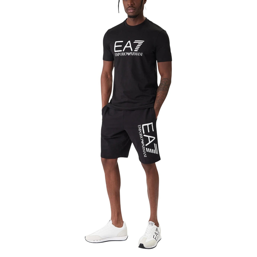 EA7 Men's Printed 100% Cotton Shorts Black