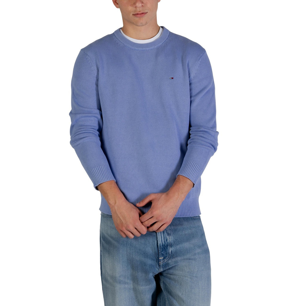 Tommy Hilfiger Jeans Men Knitwear 100% Organic Cotton Liliac – front view, round neck, long sleeves