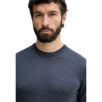 Guess Men Knitwear Wool Silk Blue – close-up of fabric texture