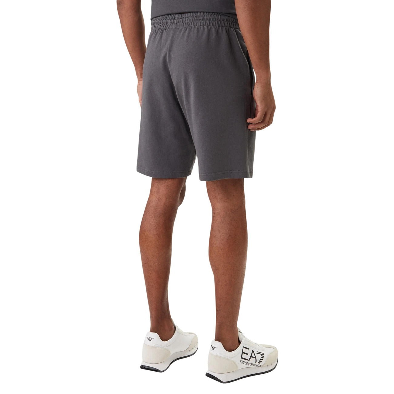 Ea7 Men's Printed 100% Cotton Shorts Grey – back view