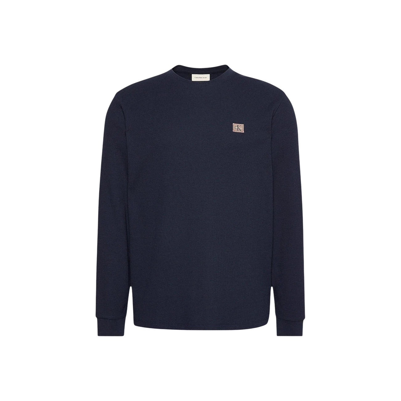 Calvin Klein Jeans Men Knitwear Cotton Blue – front view, round neck, long sleeves