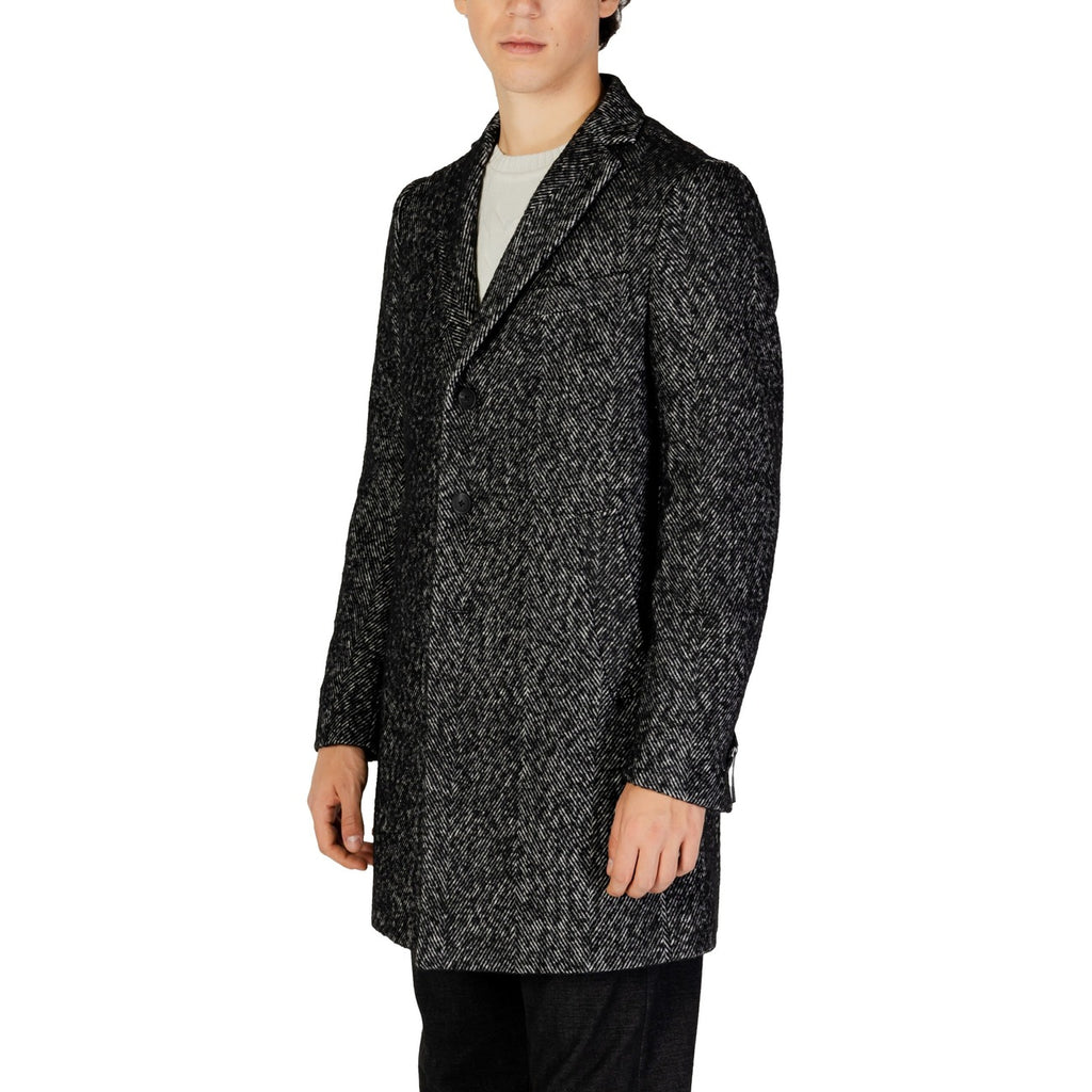 Hamaki-ho Men Coats 100% Polyester Black Marl