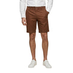 Borghese Men's Shorts 100% Linen in Brown – front view