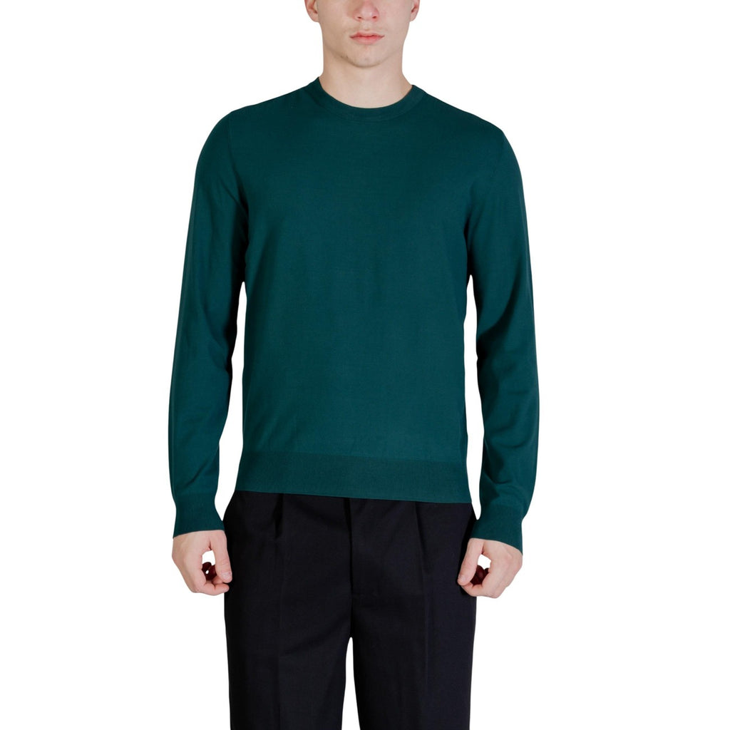 Guess Men Knitwear Viscose Green – front view, round neck, long sleeves