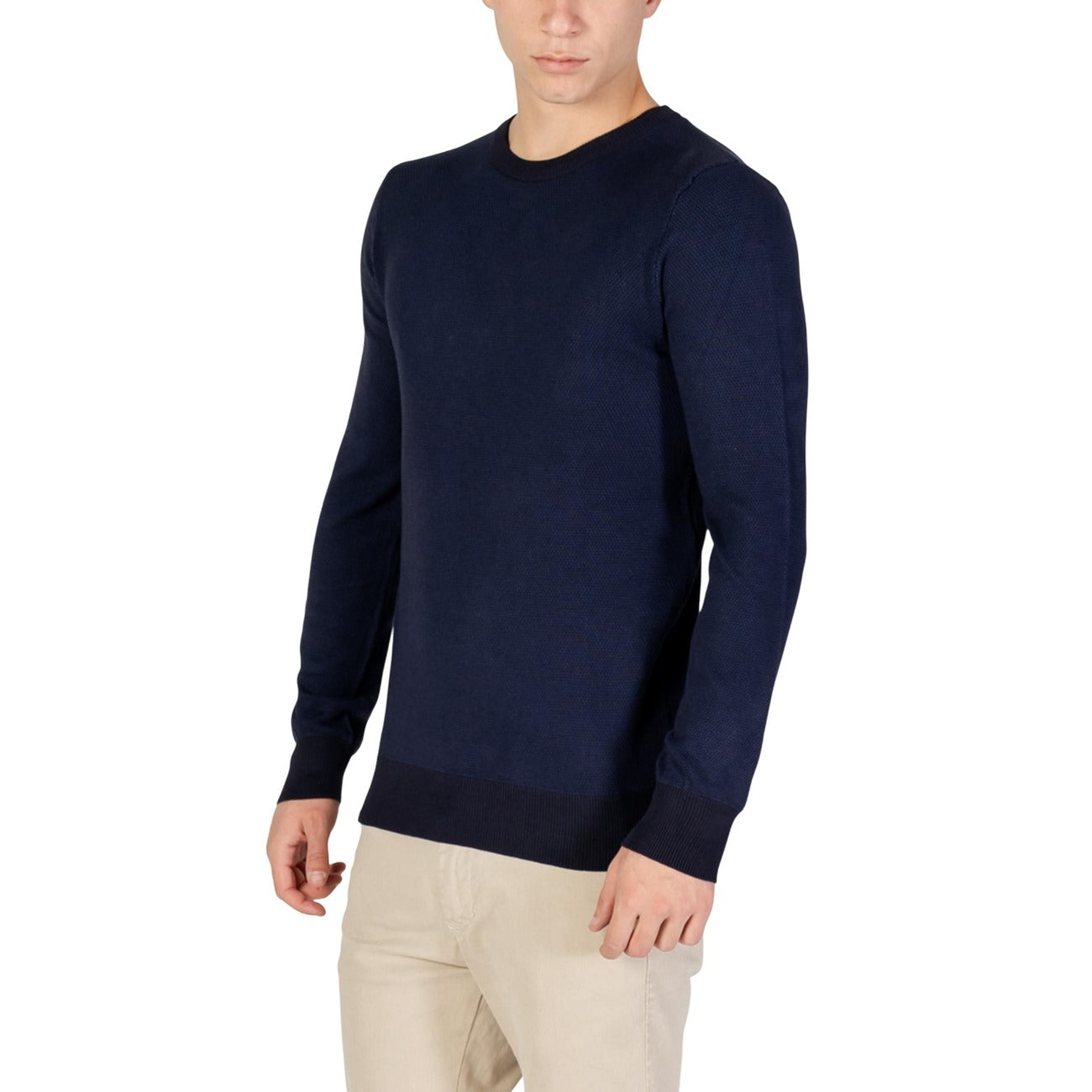 Yos Men Knitwear Viscose Blue – side view detail