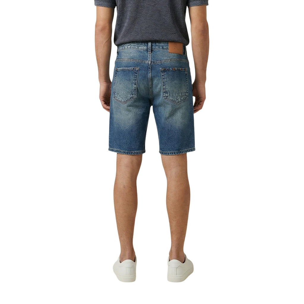 Gianni Lupo Men's Ripped Cotton Shorts Blue – back view