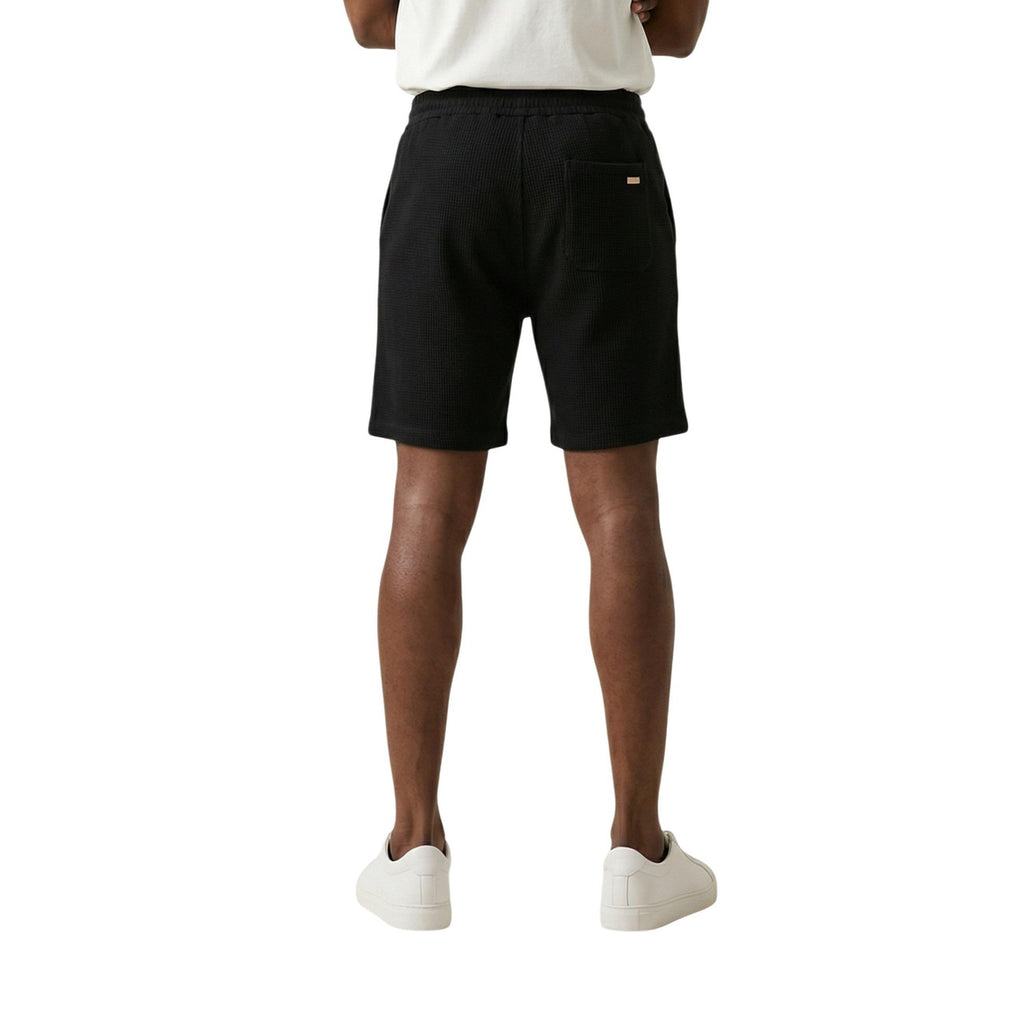 Gianni Lupo Men Lace-Up 100% Cotton Shorts Black – back view