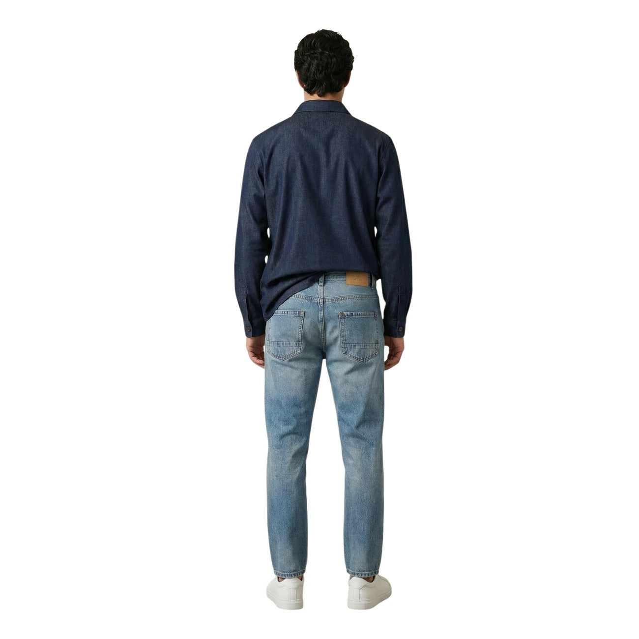 Gianni Lupo Men Shirt 100% Lyocell Blue – side view detail