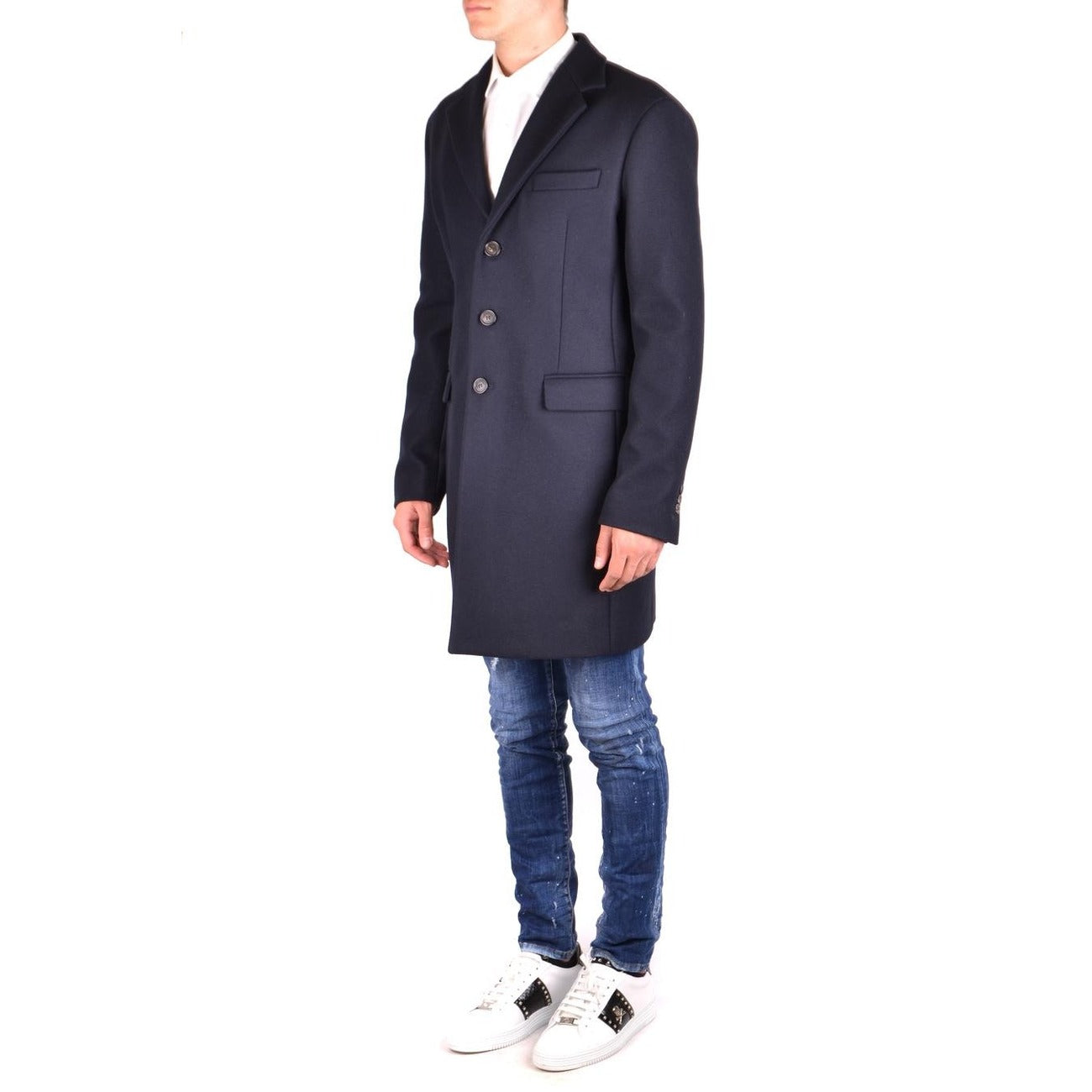 Dsquared2 Men Coat Wool Blend Blue