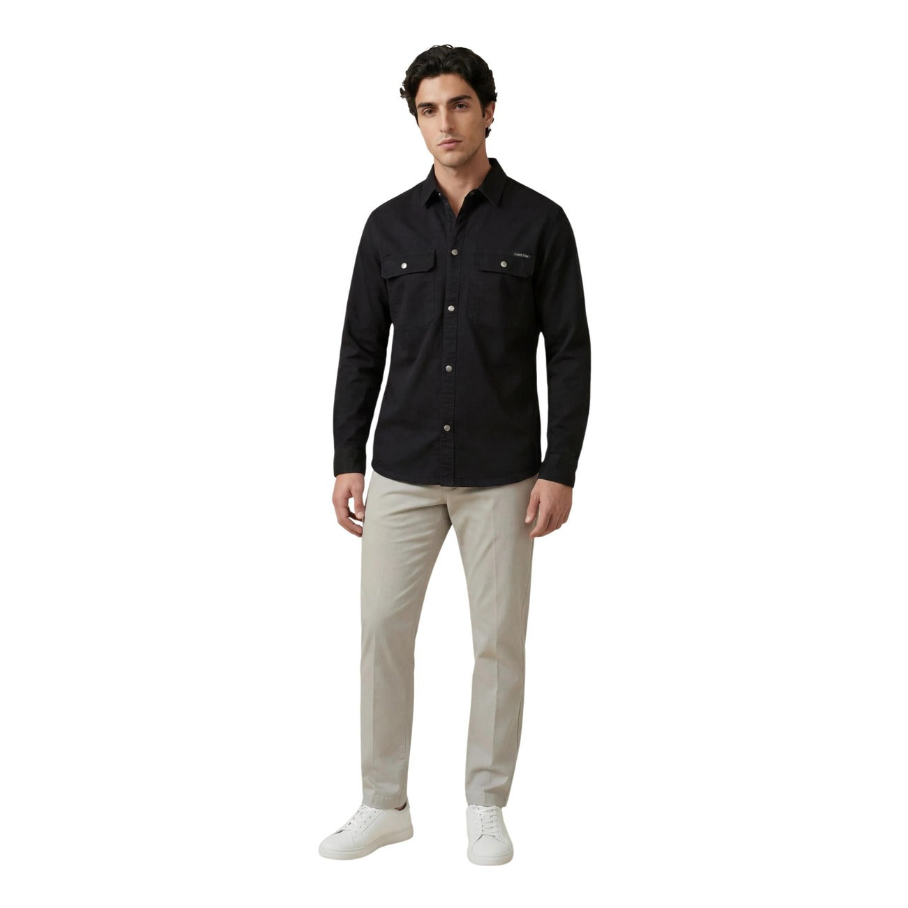 Calvin Klein Jeans Men Shirt Cotton Black – back view
