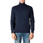 U.S. Polo Assn. Men Knitwear Cashmere Cotton Blue – front view, turtleneck, long sleeves