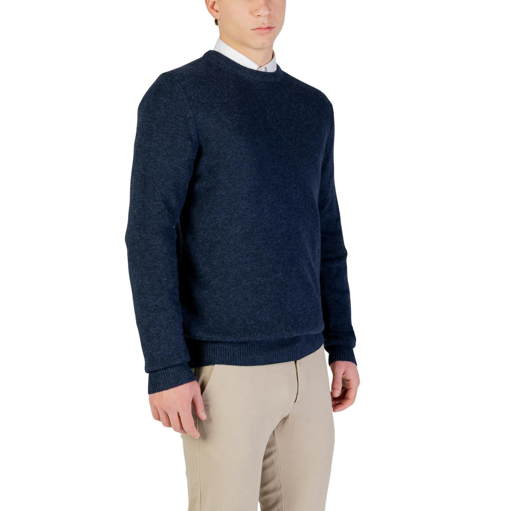 Yos Men Knitwear Cashmere Wool Viscose Blue – back view