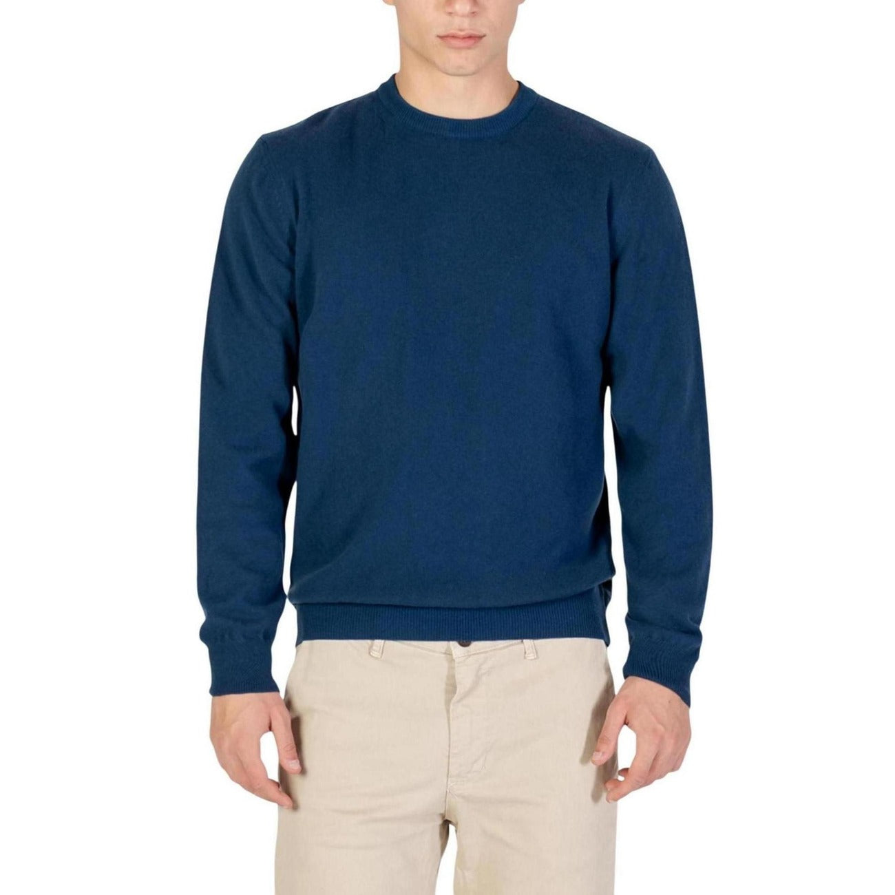 Yos Men Knitwear 100% Cashmere Blue – side view detail